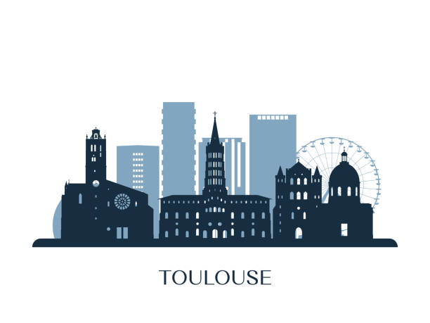 Toulouse skyline, monochrome silhouette. Vector illustration